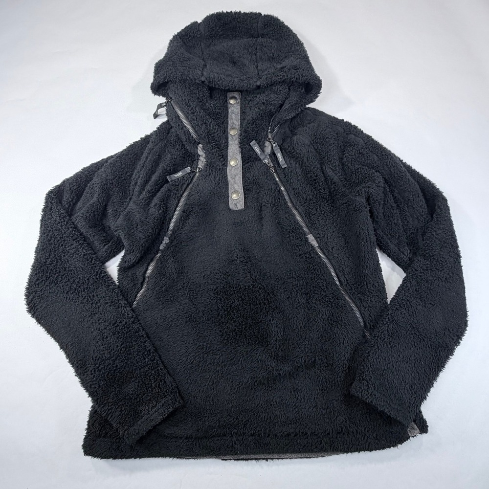 KUHL Flight Hoody Womens S Black Fleece Pullover Jacket Cozy Casual Sherpa Warm